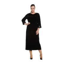 Nidya Moda Büyük Beden Payet Konbin Elbise-4056S Çok Renkli