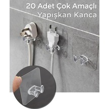 Tr 20 Adet Yapışkanlı Çok Amaçlı Kanca Kablo Tutucu