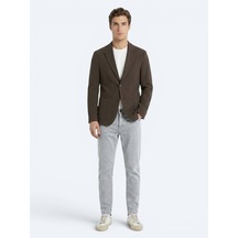Kip Kahverengi Çizgili Comfort Fit Ceket