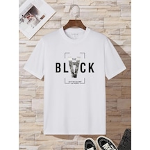 Startmore Unisex Oversize %100 Pamuk Blackk Baskılı Beyaz