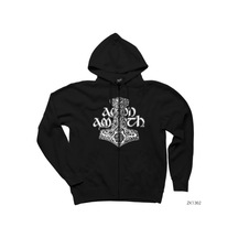 Amon Amarth Thor Hammer Siyah Fermuarlı Kapşonlu Sweatshirt