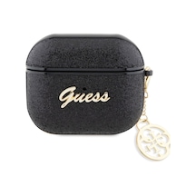 Airpods 3. Nesil Uyumlu Kılıf Guess Glitter 4g Charm Exclusive Tasarım Siyah