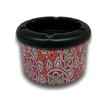 Mandala Desen Metal Mini Sigara Küllüğü Kırmızı 8cm