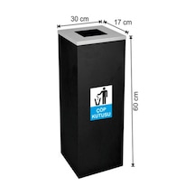 Siyah Metal Kare Çöp Kovası 30 litre Siyah