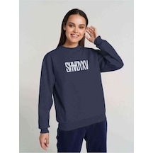 Shady Xv Classic Baskılı Indigo Mavi Kadın Sweatshirt