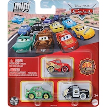 Disney Pixar Cars - Üçlü Mini Racers - Chick Hicks & Lightning Mcqueen & Sheriff Siyah