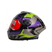 Mt Thunder 4SV Valiant B2 Güneş Vizörlü Kask Mor Parlak Gri Sarı