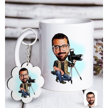 Kişiye Özel Erkek Profesyonel Fotoğrafçı Karikatürlü Beyaz Kupa v
