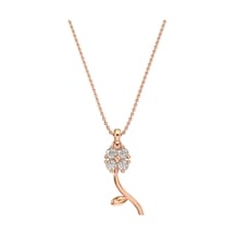 Zirkon Taşlı Rose Minimal Yonca Gümüş Kolye Altın