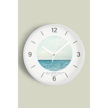 Soyut Doğa Manzara Temalı Modern Duvar Saati - 42cm - Önü Camlı Beyaz Kasa - Sessiz Mekanizma-jh0372 Beyaz