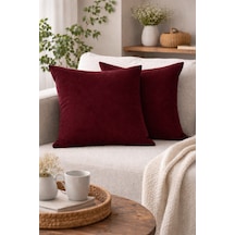 Bordo Kırlent Kılıfı 45x45 Cm İkili Set Dekoratif Yastık Kılıfı Modern Koltuk Kırlenti