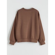 Lc Waikiki Kahverengi Baskılı Kız Çocuk Sweatshirt