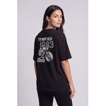 Black Nova Oversize Baskılı Unisex %100 Pamuk T-shirt Old Classic Siyah