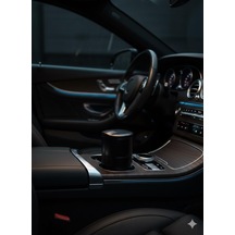 Led Işıklı Araç Küllüğü, Kapaklı Kokusuz Tasarım, Universal Bardaklık Uyumlu, Siyah, 7x9 Cm