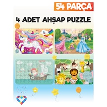 Ahşap 54 Parça 4 Adet Çocuk Puzzle-4
