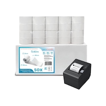 50 Adet 80x80m Termal Adisyon Rulosu, Garantili Net 80m Uzunluk, Premium 48gsm Bpa Free Yazar Kasa & Pos Rulosu