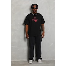 Modi Erkek Baskılı T-shirt Kısa Kol Bisiklet Yaka Regular Fit Rahat Kalıp Günlük Tişört - Siyah - Mymg185490