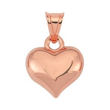 Gümüş Küçük 3 Boyutlu Rose Kalp Kadın Kolye Ucu Rose