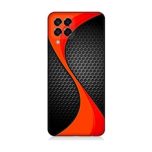 Samsung Galaxy M33 Uyumlu Silikon Kılıf Turuncu Siyah Karbon