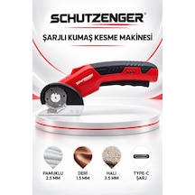 Type-c Şarjlı Kumaş Deri Kesme Makası Profesyonel Hızlı Kesim German Kırmızı Sp12