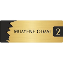 Metal Departman Kapı İsimliği, Yönlendirme Levhası Muayene Odası 2 7x20 Cm Altın Renk