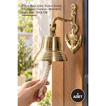 1 Adet Pirinç Duvara Asmalı Çapalı Çan Pirinç Kapı Çanı, Duvar Asma Zili, Çapalı Tasarım, Wall Bell, Door Bell, 16x9 Cm