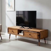 Mobenta Stria Tv, Doğal Masif Ahşap Tv Ünitesi 2 Çekmeceli 1 Raflı - 120 Cm Tk Ahşap