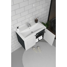 Teta Home Pekin 65 Cm Mdf Gövde Membran Kapak Banyo Dolabı Seti Antrasit - Beyaz