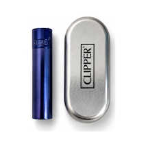 Clipper Desenli Metal Gaz Dolumlu Çakmak Özel Kutulu Premium Model Mavi