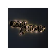 Led Işıklı %100 Music Müzik Temalı Tablo Duvar Dekorlu Gece Lambası Sarı - 737259961 Sarı