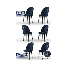 Canisa Ritim Serisi, 1.sınıf Babyface Kumaş 6 Adet Lacivert Sandalye Siyah Gürgen Ayak Gold Halkalı Sandalye Lacivert Ayaklar Siyah