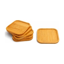 6 Lı Kare Bambu Bardak Altlığı Seti 10 Cm Kaymaz, Dayanıklı, Şık Tasarım, Sunumluk Ahşap
