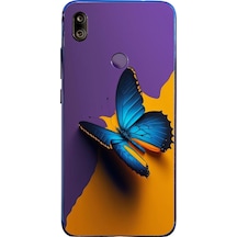 Redmi Note 7 Uyumlu Mavi Kelebek Baskılı Silikon Kılıf Renkli