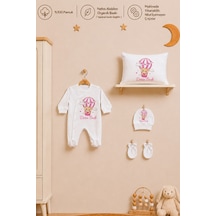 Pia Baby İsme Özel Kız Bebek Tulum %100 Pamuk Organik Baskılı İsimli Bebek Tulumu 35x45 Cm Yastık Kılıfı Bebek Seti 2045ytyx Krem