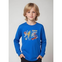 Fyk Kids Erkek Çocuk Shıne Yazı Baskılı Yuvarlak Yaka Sweatshirt Mavi