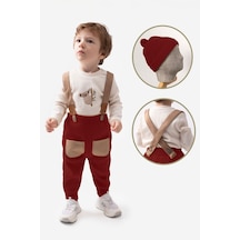 Miniğimin Cicileri Triko Salopet Erkek Bebek 3 Lü Takım - Kiremit