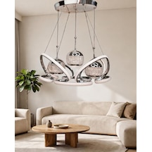 Kelebek 4 Lü Büyük Modern Ledli Avize 3 Renk Power Ledli Krom Kaplama Kumandalı Yatak Odası Salon Mutfak