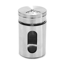 Metal Kaplama Cam Baharatlık / Tuzluk Tekli 8 Cm