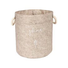 Keçe Kulplu Yuvarlak Çok Amaçlı Düzenleyici Sepet Organizer Kutu 24x22 - Bej