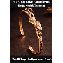 Kadın Bakır Bileklik Çift Yaprak Model Saf Bakır Kelepçe Diğer