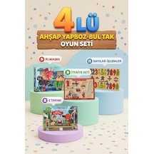 Eğitici Öğterici Ve Eğlenceli 4'lü Frame Yapboz Hikayeli Yapboz Ve Bul-tak Oyun Seti
