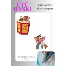 Ütü İle Yapışan Tekstil Transfer Dtf Baskı 2 Adet Tom Ve Jerry Popcorn - 674581023