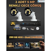 2 Kameralı Set 250 Gb Hdd Full Hd Gece Görüşlü Güvenlik Kamerası Sistemi-sabit İp Gerektirmez