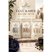 Barvenzo Üçlü Kahve Keşif Seti 250 G 3 Forte Blu + Oro Dora + Bella Aura Moka Pot