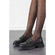Myfit 1017 Kadın Poli Taban Loafer Casual Ayakkabı Siyah Siyah Nubuk