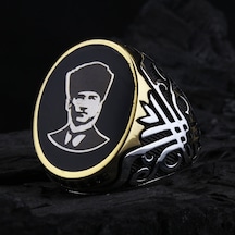 Fkgümüş 925 Ayar Gümüş Lale Motifli Atatürk Erkek Yüzük Silver