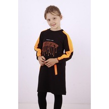 Toontoy Kız Çocuk Honey Baskılı Elbise Siyah