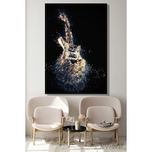 Dikey Kanvas Duvar Tablosu Tekli Salon Mutfak Ofis Alev Elektro Gitar Müzik Hard Rock Metal