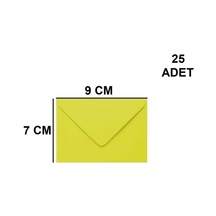25 Adet Sarı Renkli Küçük Zarf 7x9