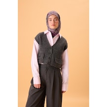 Silk Home İnce Pamuk Soft Eşarp Violet Koyu Vizon Krem Pembe Desenli Kaymaz Dokulu Tok Duruşlu 90x90 Çok Renkli